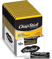 Chapstick Classic (Regular Flavor, 12 Sticks) Skin Protectant Lip Balm Tube, 1