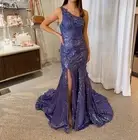 Sherri Hill one shoulder sequin fitted gown in Periwinkle - size 8