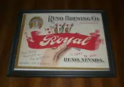 ROYAL BEER FRAMED COLOR AD PRINT - RENO BREWING COMPANY - RENO, NEVADA