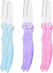6PCS Eyebrow Razors Foldable Facial Hair Trimmer Blades Exfoliating Dermaplaning Tool Shaper Shavers Face Hair Shaver Folding Fuzz Remover for Women and Men