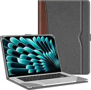 Fintie Sleeve Case for MacBook Air 15 Inch A3241 A3114 A2941 (2023 2024 2025 Release), Premium PU Leather Folio Book Cover for MacBook Air 15.3" M2 M3 M4 Chip with Touch ID, Gray