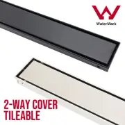 600mm Black / Brushed Tile Insert Shower Grate Floor Drain 50mm Outlet 2-Way