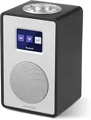 LEMEGA CR4 DAB/DAB+ and FM Digital Radio, Bluetooth Speaker, DAB Radio, Double Alarm Clock, Kitchen/Sleep/Snooze Timer, Colour Display, Headphone Jack, Wood Look, Mains Operated - Black