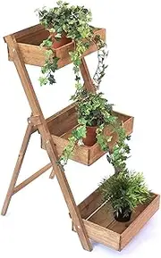 Flower Herbs Holder Flowers Rack Solid Wood 3 Tires,Plant Stand Display Shelf for Indoor Outdoor Yard Garden Patio Balcony Display Shelf