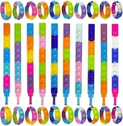 WQFXYZ 30 PCS 20PCS Push Pop Fidget Toy Fidget Bracelet, Durable and Adjustable, Multicolor Wristband Push Pop Stress Relief Sensory Fingertip Toys for Kids and Adults (30pcs-1)