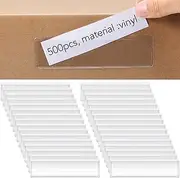 Epakh Label Holders Adhesive Shelf Tag 1.2 x 4.3 Inch Clear Index Card Pockets Plastic Drawers File Cabinet Storage Bins Holder for Supermarket Bookshelf Mailbox Business Kitchen (500 Pack)