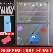 Magnetic Fridge Whiteboard Monthly Calendar Planner Acrylic White Board Set AUS