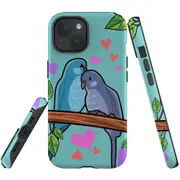 For iPhone 15 Plus Case, Shielding Cover, Birds In Love