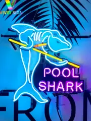16"x16" Pool Shark Billiards Purple Lamp Light Neon Sign With Vivid Printing L