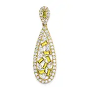 14k Yellow Gold White 7/8 Ct. Lab Grown Diamond VS/SI+ G+ and Lab Created Sapphire Chain Slide Pendant
