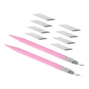 2pcs Exacto Knives with 10 Spare Blades Art Craft Hobby Carving Knife Set Pink