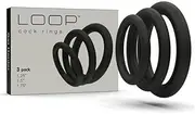 Super Soft Black Cock Ring Erection Enhancing 3 Pack by Lynk Pleasure Products, 100% Medical Grade Pure Silicone Penis Ring Set for Extra Stimulation for Him - Bigger, Harder, Longer Penis