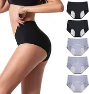 [Vividmoo] 5PACK Panties Underwear, stretchy Cotton, Flow Postpartum Full Briefs Recovery Hipster Panties US Size-2XL
