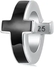 [Teleye] Cross Spacer Beads Charm 925 Sterling Silver Charm Fits For Pandora Bracelet, SCC3093, Medium, Cubic Zirconia Sterling Silver, Cubic Zirconia