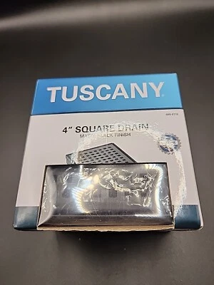 Tuscany® 4" Matte Black Square Drain Zero Grate