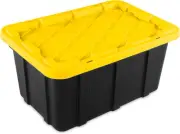 6-Pack Stackable Storage Bins, Heavy Duty Totes W/ Lids, 17 Gallon, Black/Yellow