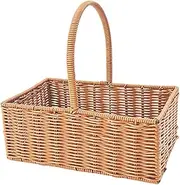 Harvest Basket, 11x7.3x4.3 Inch Breathable Woven Picnic Basket with Handle for Fruit Vegetable Organizing, 11x7.3x4.3 Inch Size, Wicker