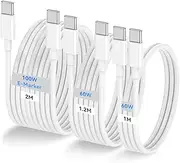 USB C to USB C Cable, 3Pack[1M 60W+1.2M 60W+2M 100W], Type C to C Cable Fast Charging Cord for iPhone 16/15/Pro/Pro Max/Plus, MacBook Air 13 inch/iPad Pro/Air, Samsung Galaxy S24 S23, MacBook Air