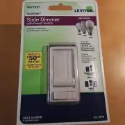Leviton Decora Sureslide Light Almond Slide Dimmer W/ Preset Switch - No. 6674