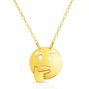 14k Yellow Gold Not Sure Emoji Extendable Necklace, 16" to 18"