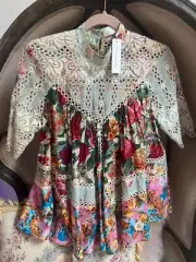 NWT Zimmermann Frangipani Blouse Swing Top Anthropologie Cotton New Size AU 1 XS
