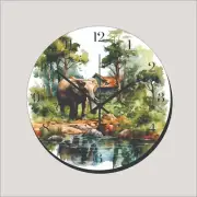 African Elephant Jungle Animal Wild Life Art Wall Clock a Hanging Time Piece