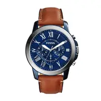 在飛比找momo購物網優惠-【FOSSIL】美式休閒藍面計時皮帶腕錶(FS5151)