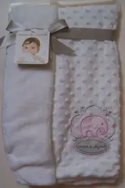 Girls Blankets and & Beyond White Pink Elephant Raised Dot Baby Blanket