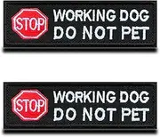 2 Packs Service Dog Working Dog Do Not Pet Stop Warning Dog Vests/Harnesses Patch Hook & Loop Embroidered Fastener Dog Badge Emblem for Service Dog Working Dog Guide Dog Animals