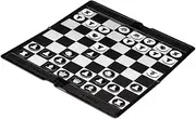 HOMOBABE 1set Portable Foldable Chess and Checkers Creative Educational Plaything Lightweight Synthetic Leather for for Boy Girl and Adults Fun International Game Black