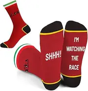 SC Products F1 Socks for Car Lovers | Size 6-12 Cotton Novelty Socks for Men Formula 1 Gifts | Grand Prix F1 Gifts for Men Christmas Presents | Formula 1 Merchandise for Racing Fans