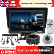 7" Monitor+4PIN RearView CCD Reversing Camera+Trailer Suzy Coil Cable Caravan RV