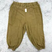 Anthropologie The Odells Pants Women 3X Green NWT Drop Crotch Joggers Barrel Leg