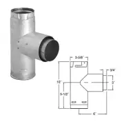 3" PelletVent Pro Adapter Tee with Clean-Out Tee Cap - 3PVP-TAD1