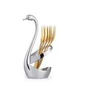 1Set Colorful Fruit Fork Set With Base Holder 18/8 Stainless Steel Food Picks Dessert Forks Kitchen Tableware Set