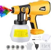 Cordless Paint Sprayer Compatible with Dewalt 18V,20v/60v Lithium Battery,Hipoke HVLP Paint Sprayer Gun for Fencing Decking Wall Ceilings Home Furniture, DWSG05