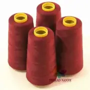 4 Large Maroon Color Cones of Polyester threads for Sewing Quilting Serger 3000Y