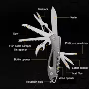 Outdoor Multifunctional Swiss Folding Knife Opener Scissor Saw Screwdriver Filer