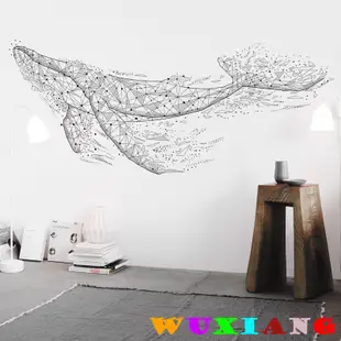 五象設計 壁貼 貼紙 牆貼 房間裝飾 多邊形 鯨魚 透明貼紙