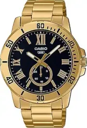 Casio MTP-VD200G-1B Date Indicator Steel Band Men's Black Gold Analog Watch