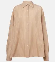 [Dries Van Noten] Dries Van Noten Striped cotton-blend shirt AU 10 beige