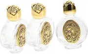 TOPPERFUN 3Pcs Embossed Glass Holy Water Bottles for Church Decoration Reusable Empty Containers Elegant Design for Baptism and Festivals Family and Friends