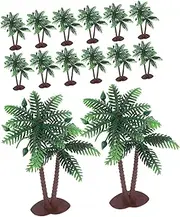 15pcs Plastic Simulation Coconut Tree Potted Green Artificial Lifelike Coconut Plastic Coconut Trees for Crafts