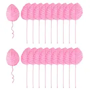 Pink Artificial Leaves with Stems, 20 Pack Fake Leaves Silk Faux Leaf