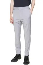 Hugo Boss Mens Howard Extra Slim Fit Wool Drawstring Pants 34R Silver - NWT $198