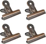 Bisbai 4pcs Vintage Copper Metal Bulldog Clips Zinc Alloy Long Tail Hinge Clip 65mm/2.56" for Home Corporate Office
