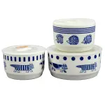 日本製 LISA LARSON 陶瓷保鮮盒 3入/組 保鮮碗 氣密 貓咪 刺蝟 禮物【南風百貨】
