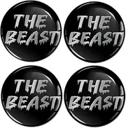 SkinoEu 4 x 65 mm Sticker for Hub Caps Hub Caps Hub Caps Wheel Hub Cover Wheel Sticker Black Silver Beast Logo A 3165
