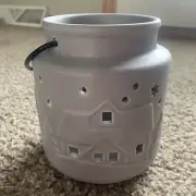 Gray Christmas Lantern Ceramic Candle Holder Tabletop For Tea-light Candle