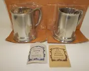 Set Vintage Kirk Steiff Glass Bottom Pewter Tankards - Mint